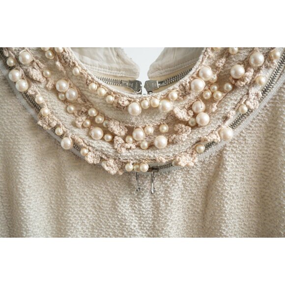 Moschino Pearl Collar Sleeveless Dress Beige New with Tags - Picture 3 of 10